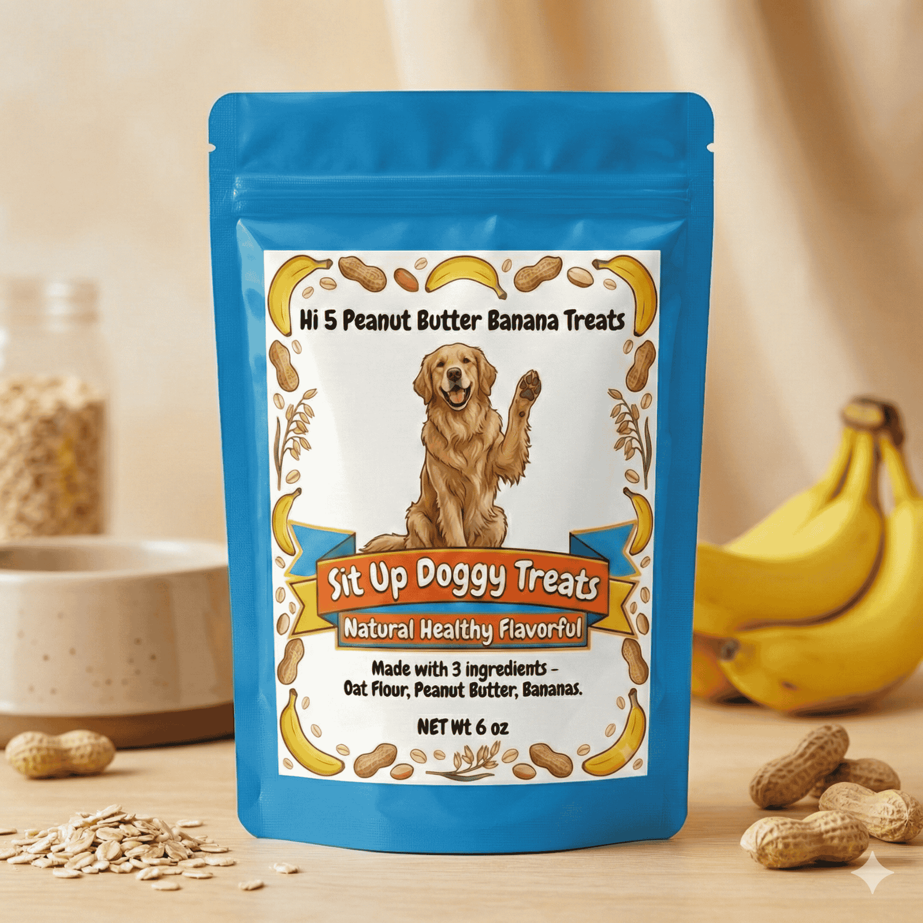 Hi 5 Peanut Butter Banana Dog Treats – 3 Ingredients, All Natural, USA-Made - Image 3