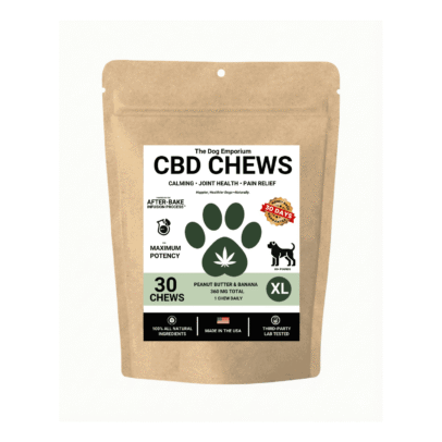 CBD Chews For Extra Large Dogs - 360 mg of CBD Oil - Peanut Butter Banana Flavor (over 80 ibs.)